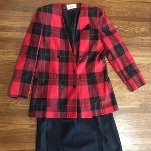 Vintage Buffalo Check Plaid Blazer Power Suit